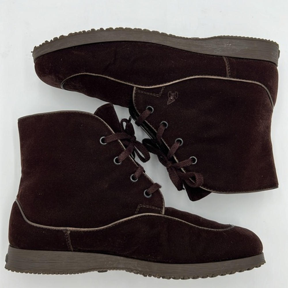 HOGAN  MEN’S BROWN VELVET LACE UP ANKLE BOOT SZ  40.5 / 8